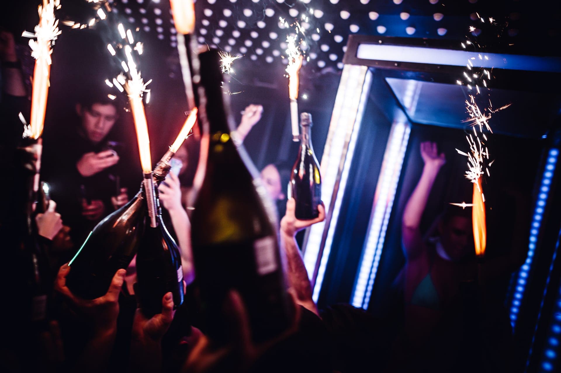 Champagne service at an exclusive London nightclub