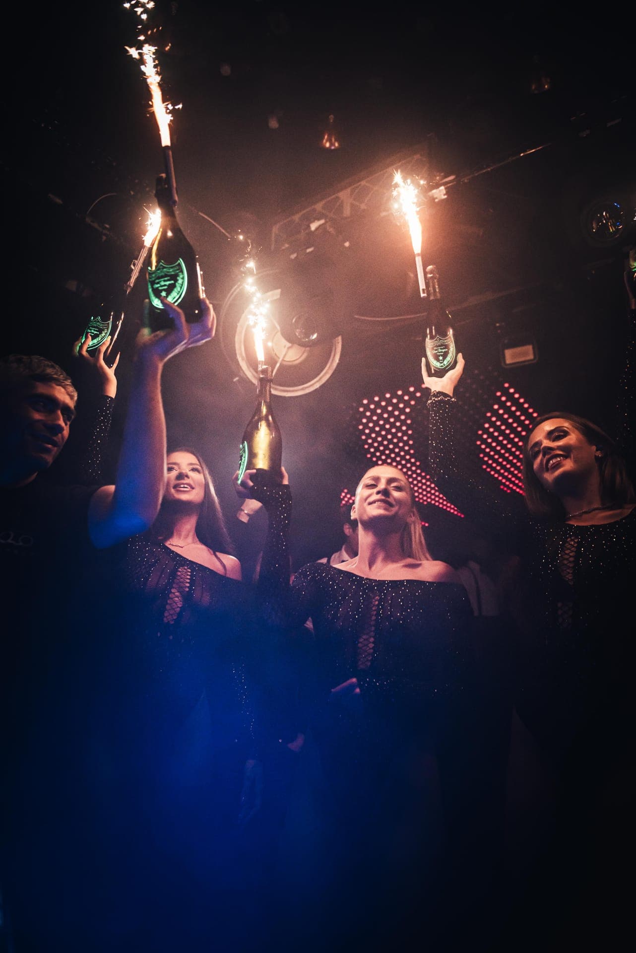 Exclusive London nightclub entrance with doorman and velvet rope in Mayfair